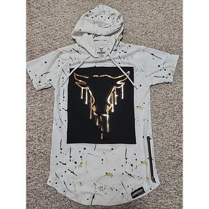 Screenshot Brand Graffiti Bull Gold Drip Short sleeve Hooded Mens Size Small